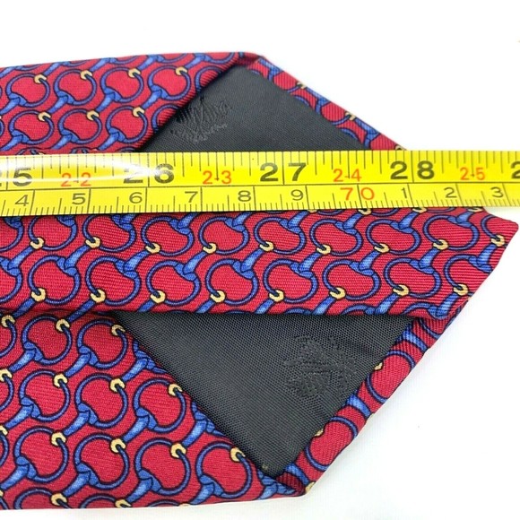 Brooks Brothers Makers All Silk Red Blue Yellow Horsebit Equestrian Mens Necktie - Picture 9 of 10